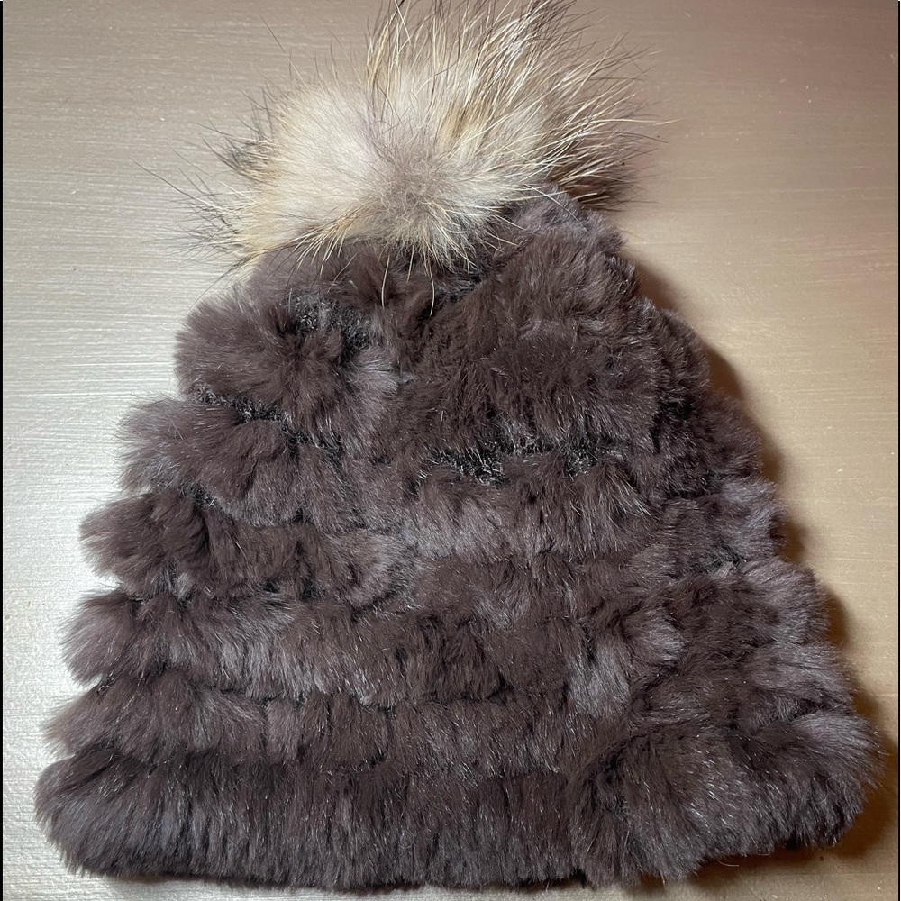 Fur beanie hat with adorable Pom Pom